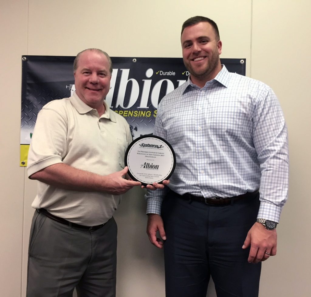 Albion Team Members holding the Sphere1 Opal Echelon Award