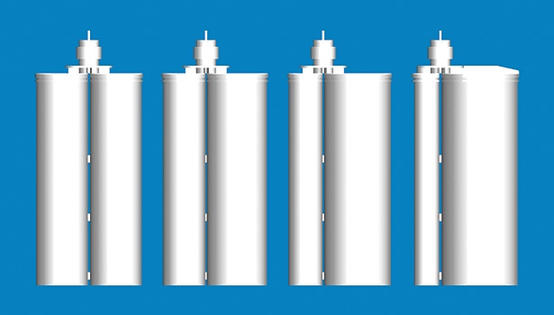 White Caulk Cartridges on a Blue Background