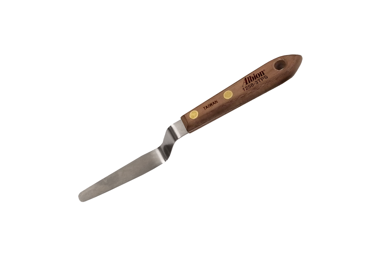 NEW! Offset Classic Caulk Tooling Spatula: 3/8" Wide Tapered x 3" Long Blade