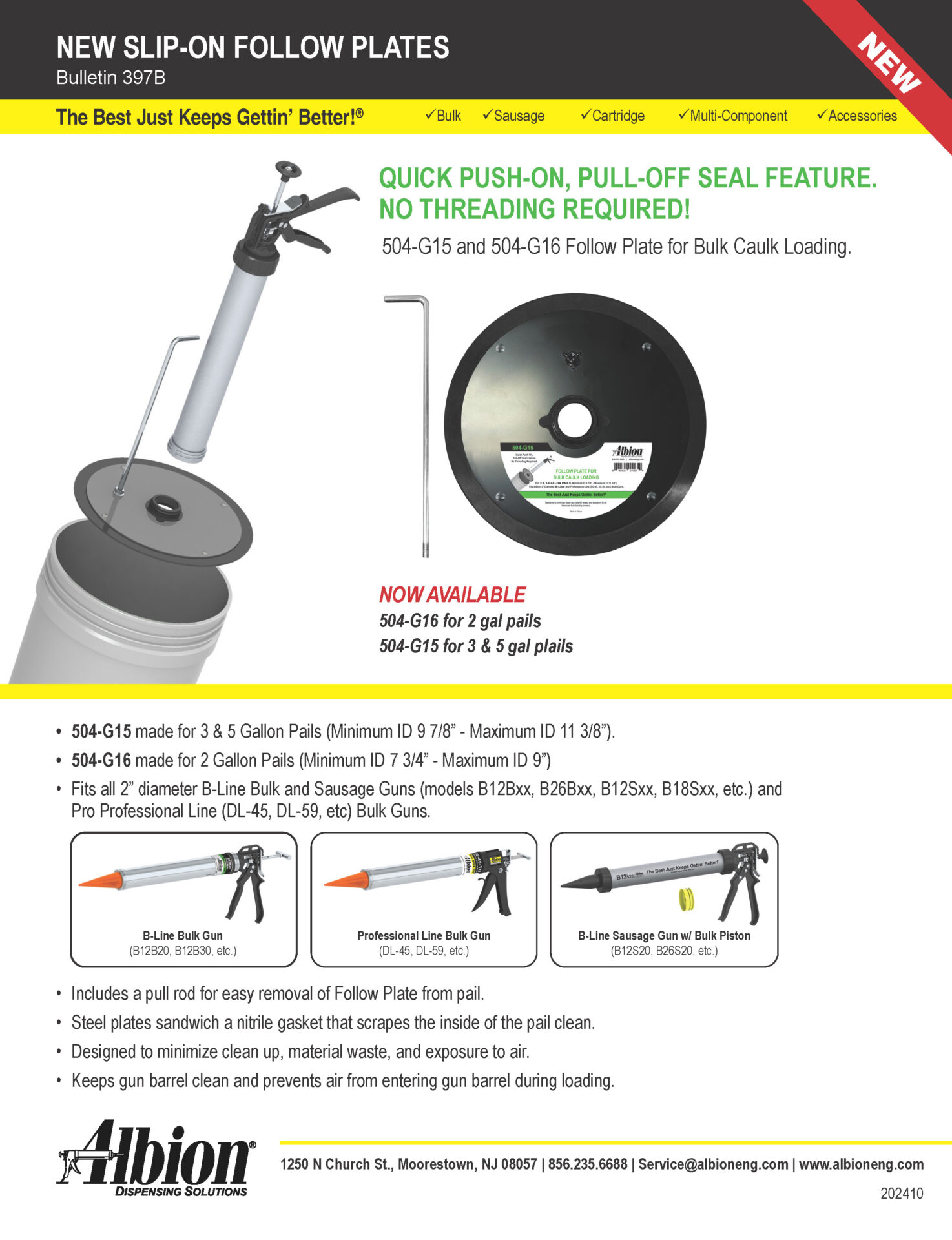 Slip-on Follow Plate for 2 Gallon Pail (No Threading)